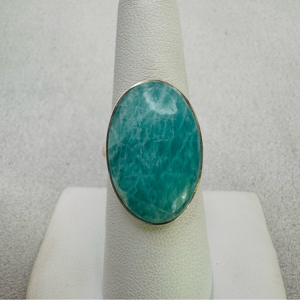 S925 Amazonite Adjustable Ring - image 1